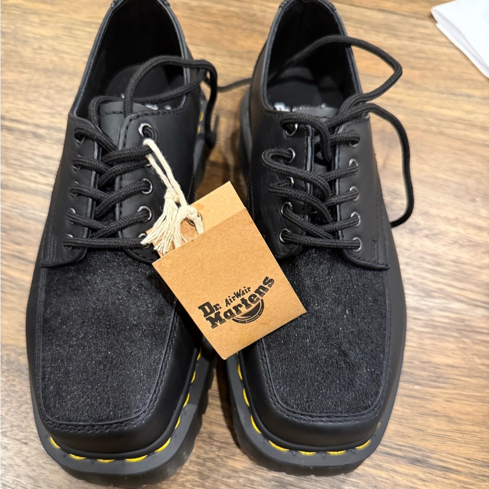 5-EYE BEX SQUARE TOE HAIR-ON & LEATHER SHOES 'BLACK’